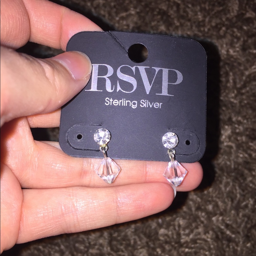 Sterling Silver Crystal Small Hanging Earrings